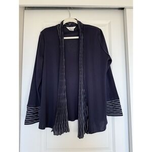 Mislook‎ Women's Navy Cardigan Size Medium Classic Crinkle